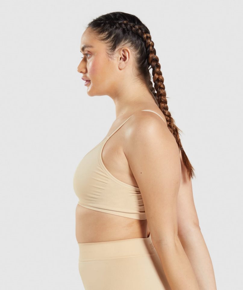 Women's Gymshark Seamless Low Neck Bralette Underwear Light Brown | CA 63A18D